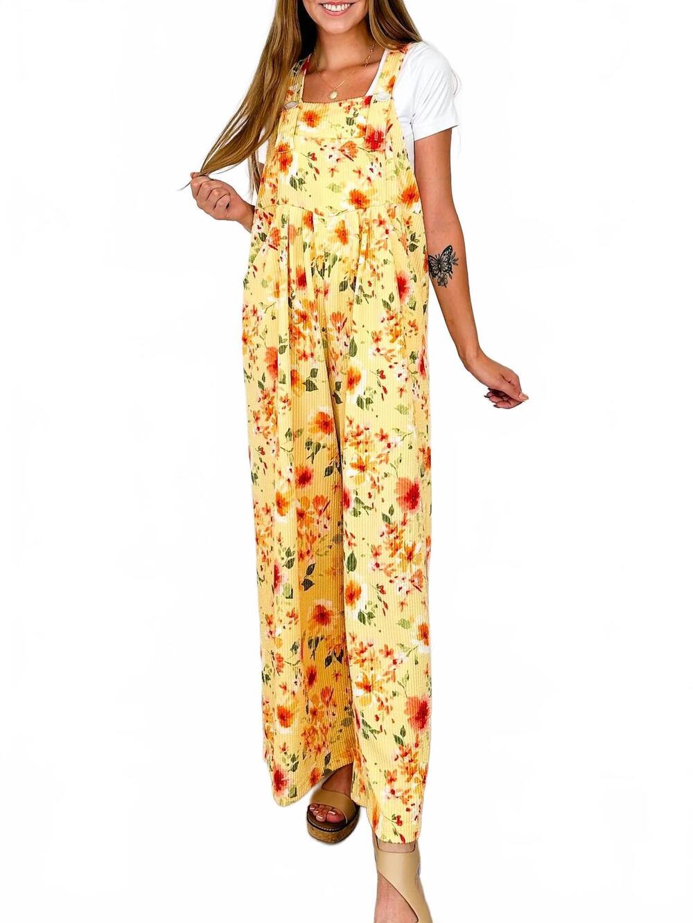 NEW BLAKELEY escape into the music ribbed overalls in yellow